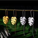 Brinco Monstera em Prata 925 e Banho de Ouro 18k