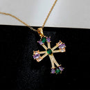 Colar Crucifixo Banhado à Ouro - Vitral Cross