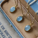 Colar Aquamarine Banhado a Ouro - Vintage