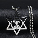 Colar Judaico em Aço Inoxidável - Menorah