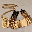 Conjunto Colar e Pulseira Banhados a Ouro - Monte Calvário