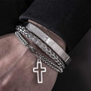 Conjunto de Pulseiras Masculinas em Aço Inoxidável - Signum Crucis