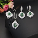 Conjunto de Zircônia e Prata 925 - Esmeralda