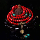 Japamala de Coral Vermelho e Turquesa - Energy