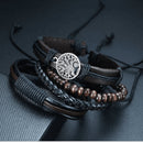 Kit 4 Pulseiras de Couro Ajustáveis - Modern Leather