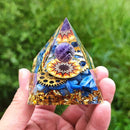 Orgonite Pirâmide Sunflower - Ametista e Lápis Lazuli