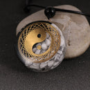 Orgonite Yin Yang em Obsidiana Negra e Howlita Branca