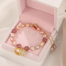 Pulseira com Quartzo Morango e Pérolas - Beautiful Sea