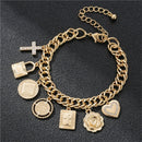 Pulseira com Berloques Banhada a Ouro 18K - Unique