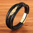 Pulseira de Couro com Fecho Magnético - Feather