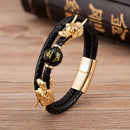 Pulseira de Couro Masculina - King Dragon