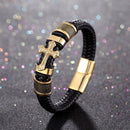 Pulseira em Couro com Cruz - Leather Cross