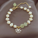 Pulseira Feminina Quartzo Verde e Pérolas - Elegant Stylish